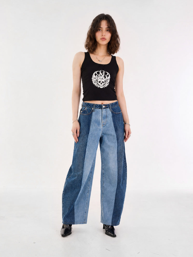 Rowan Two-Tone Panel Barrel Leg Jean