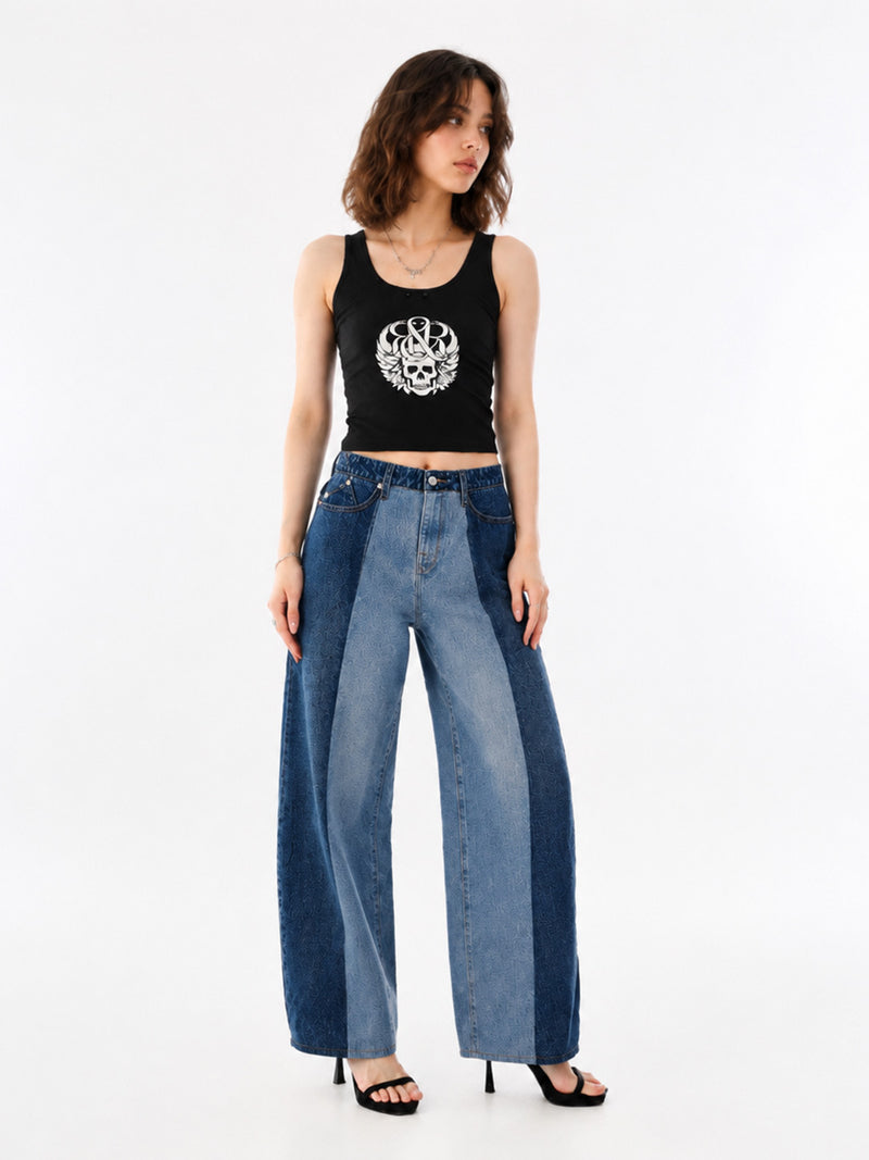 Rowan Two-Tone Panel Barrel Leg Jean