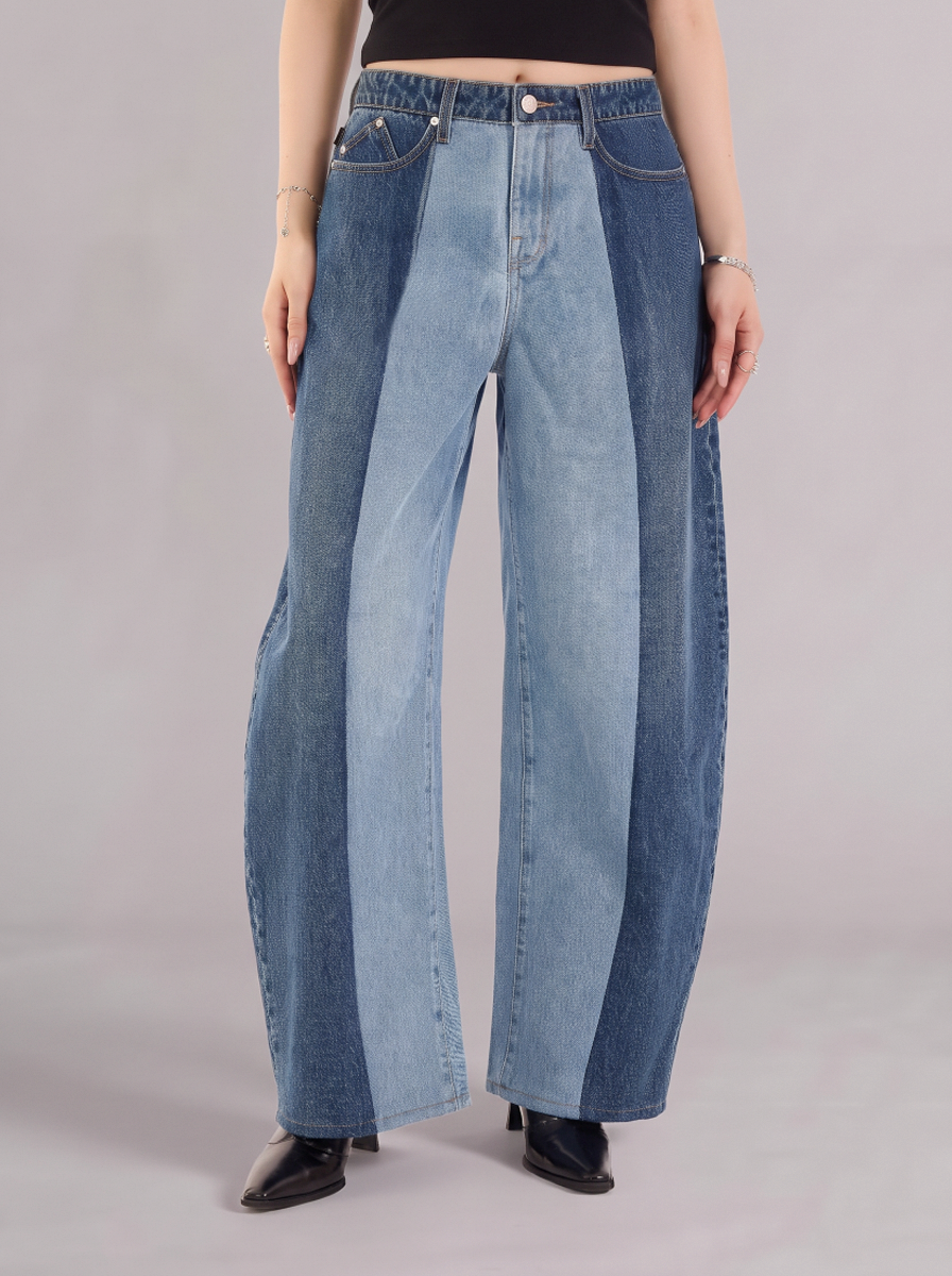 Rowan Two-Tone Panel Barrel Leg Jean