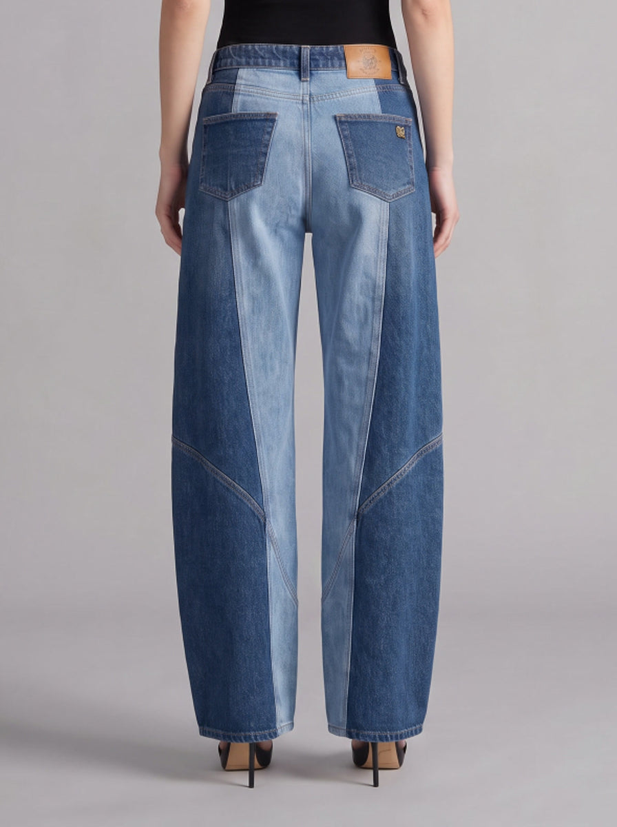 Rowan Two-Tone Panel Barrel Leg Jean
