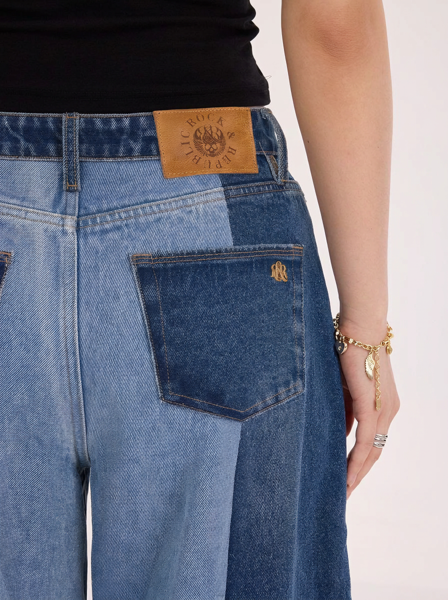 Rowan Two-Tone Panel Barrel Leg Jean