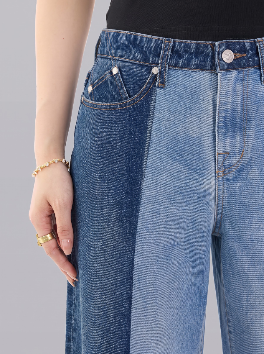 Rowan Two-Tone Panel Barrel Leg Jean