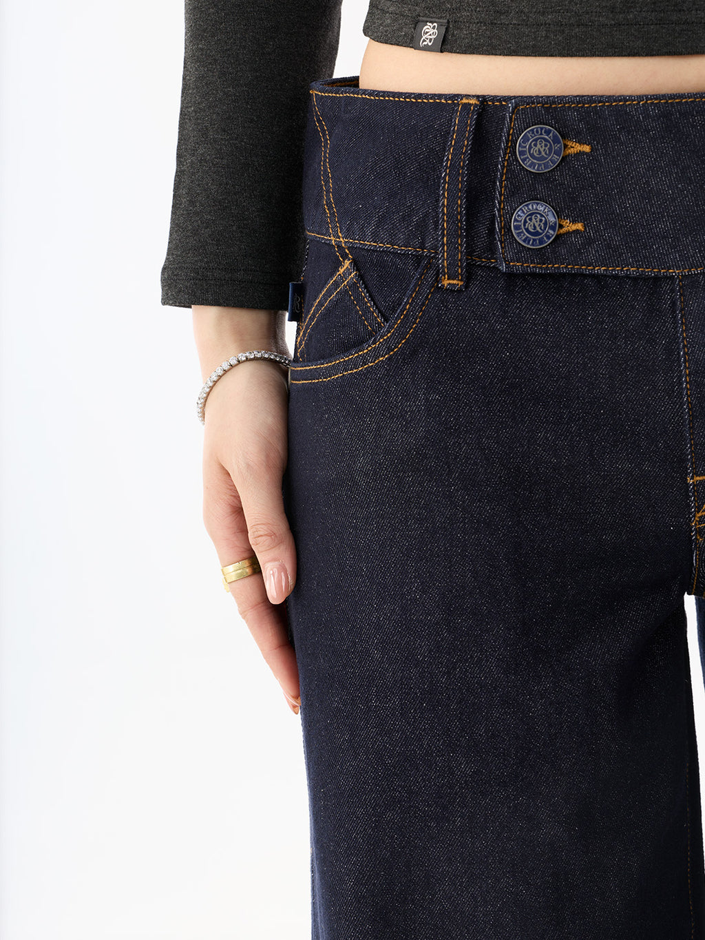 Kaia Rhinestone Pocket Straight Jean