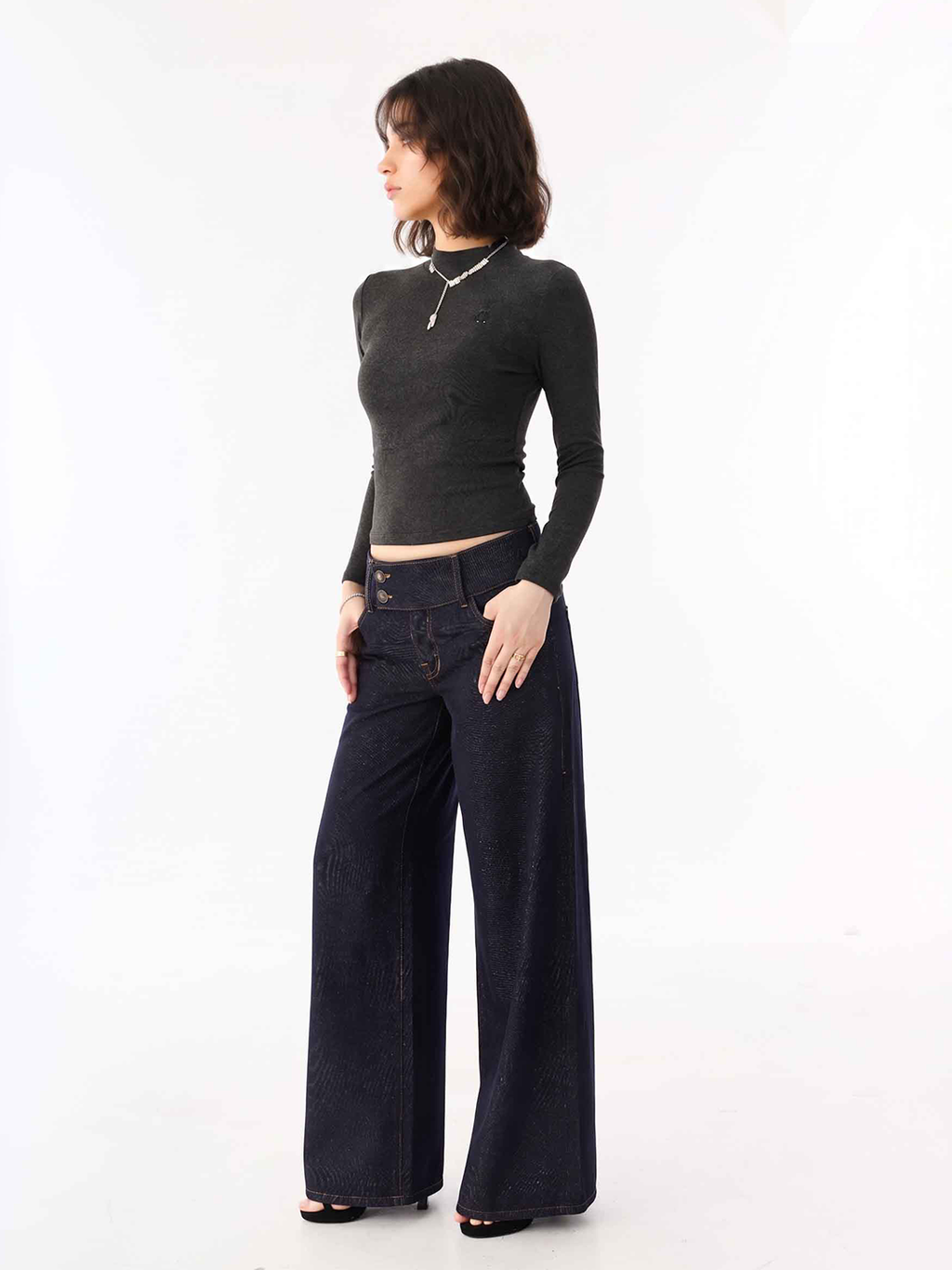 Kaia Rhinestone Pocket Straight Jean