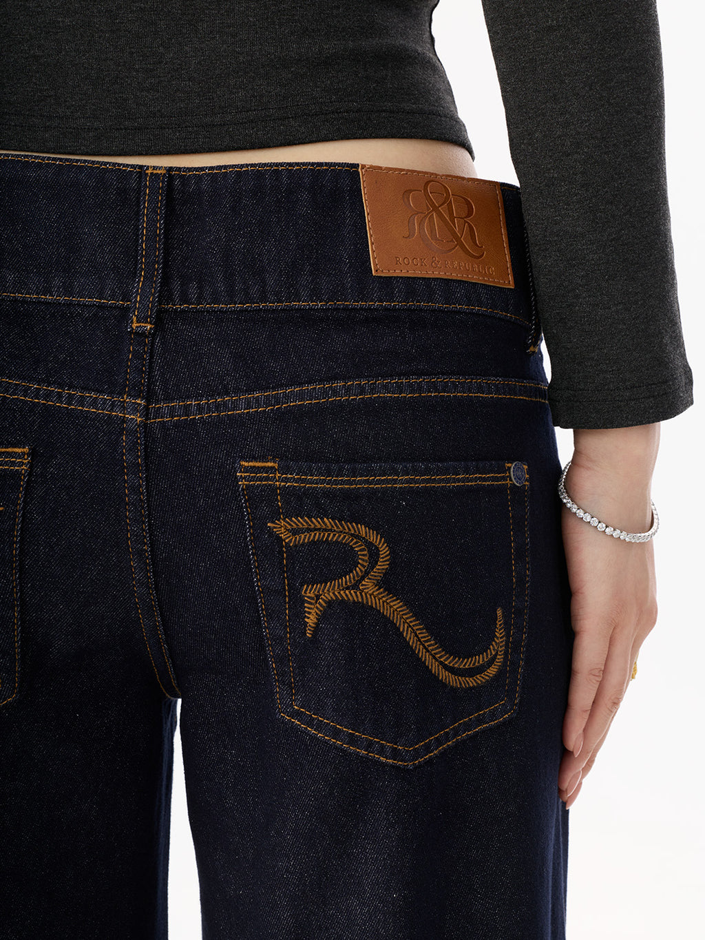 Kaia Rhinestone Pocket Straight Jean