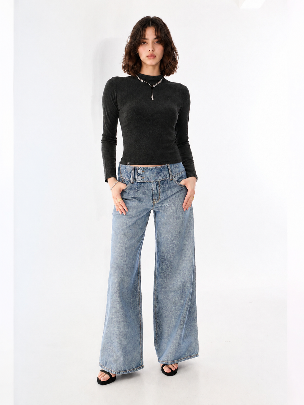 Kaia Rhinestone Pocket Straight Jean