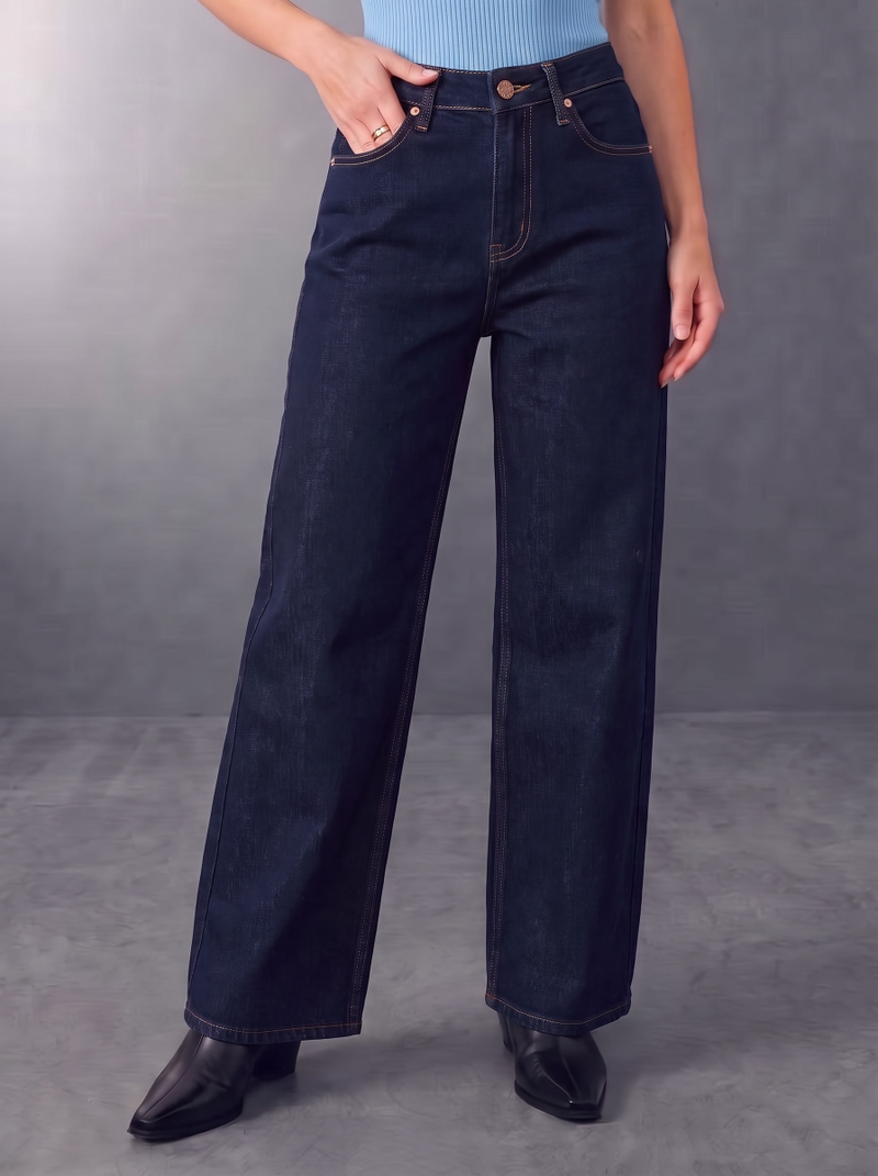 Kendall Dark Rinse Wide Leg Jean