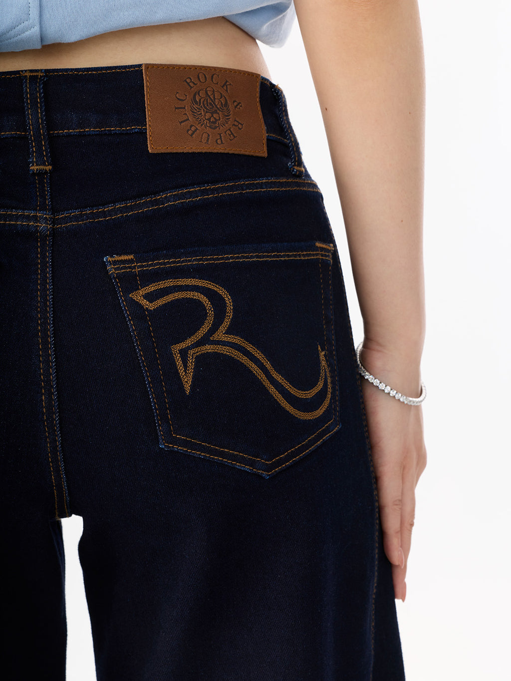 Kendall Dark Rinse Wide Leg Jean