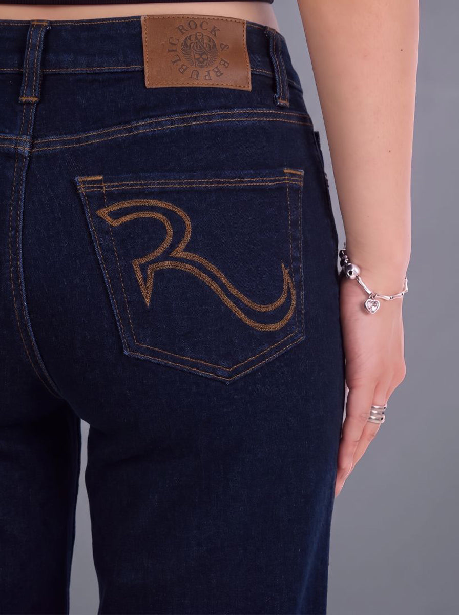 Kendall Dark Rinse Wide Leg Jean