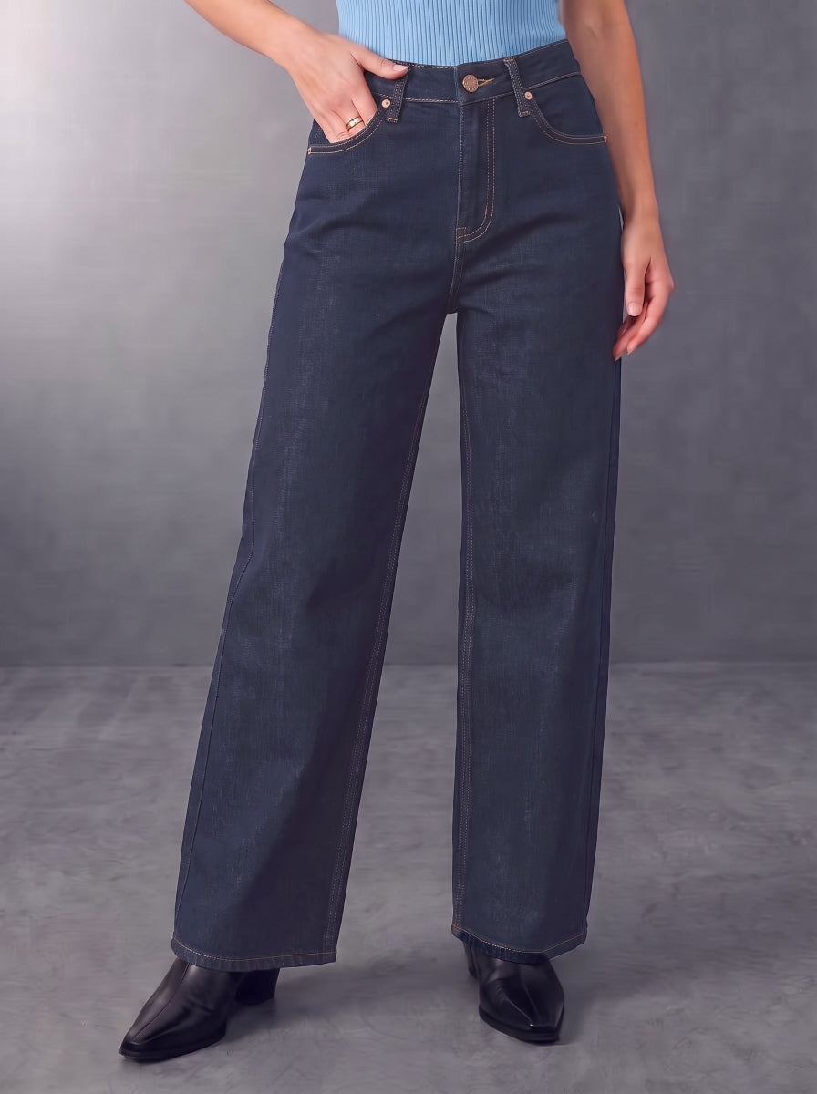 Kendall Dark Rinse Wide Leg Jean