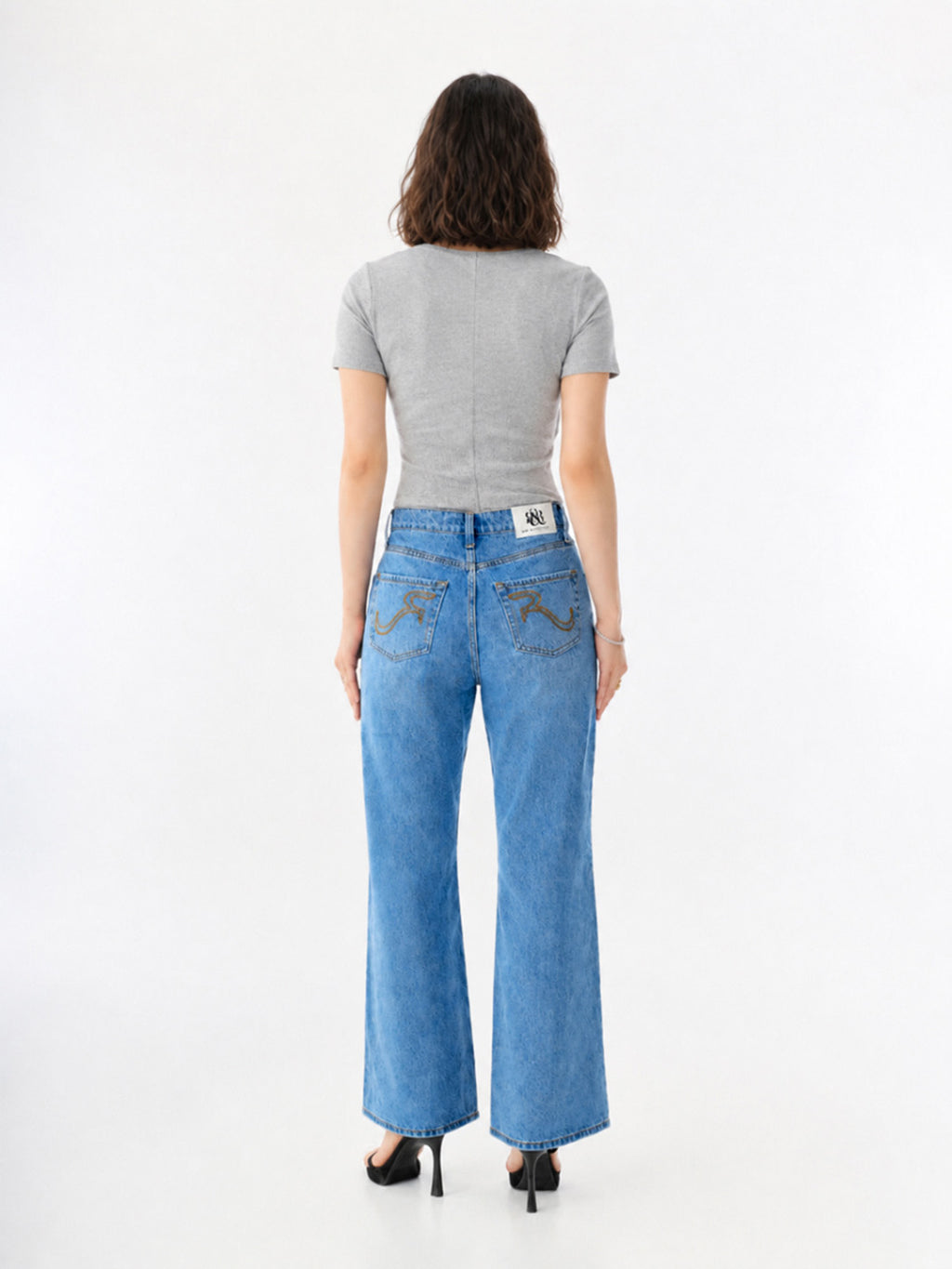 Fever Contrast R Embroidered Bootcut Jean