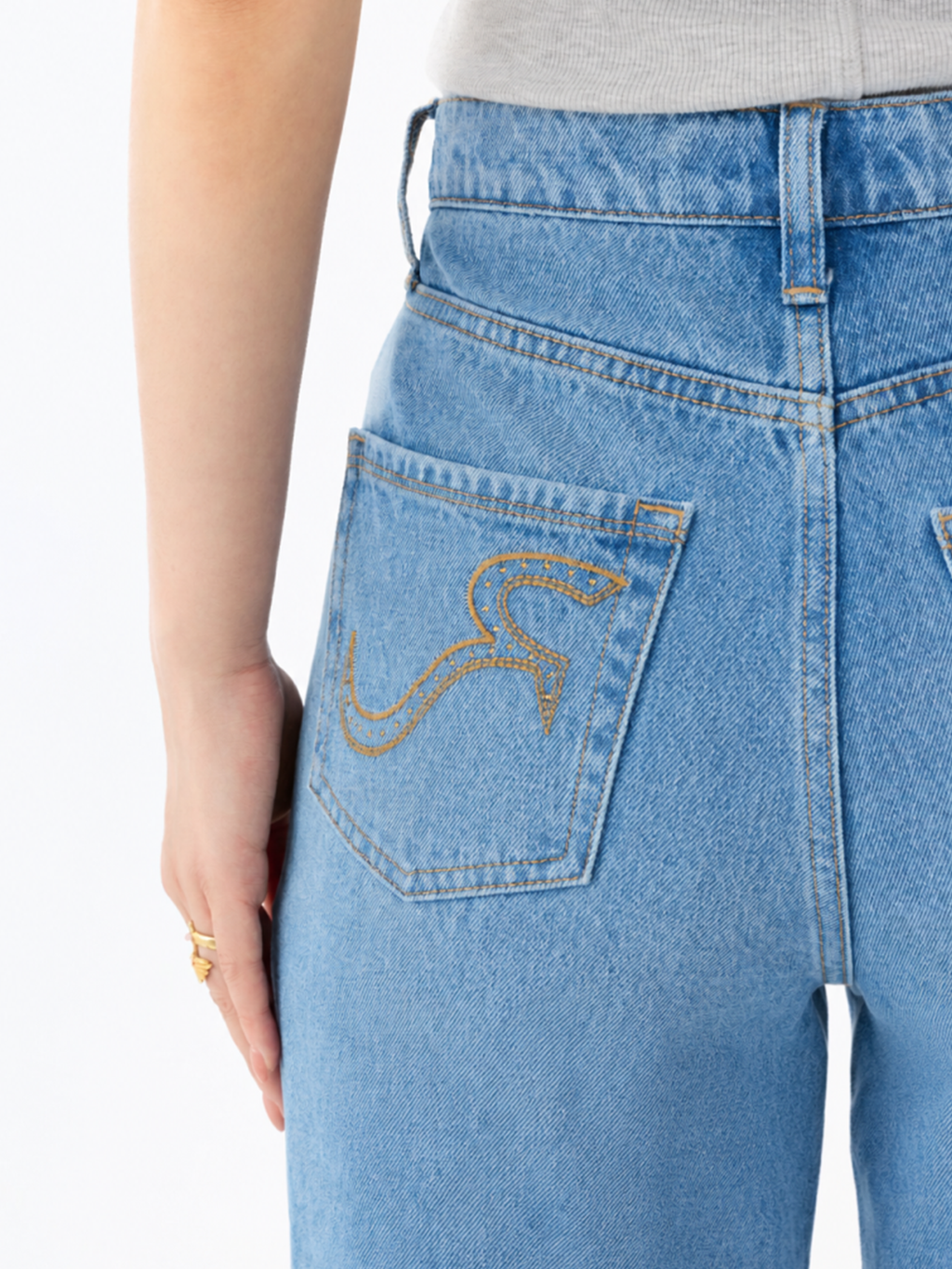 Fever Contrast R Embroidered Bootcut Jean