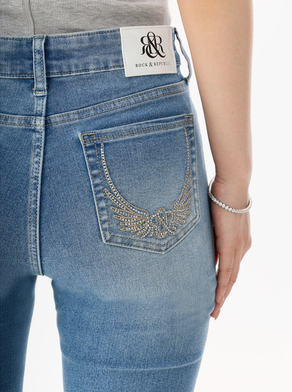 Fever Rhinestone-Embellished Bootcut Jean