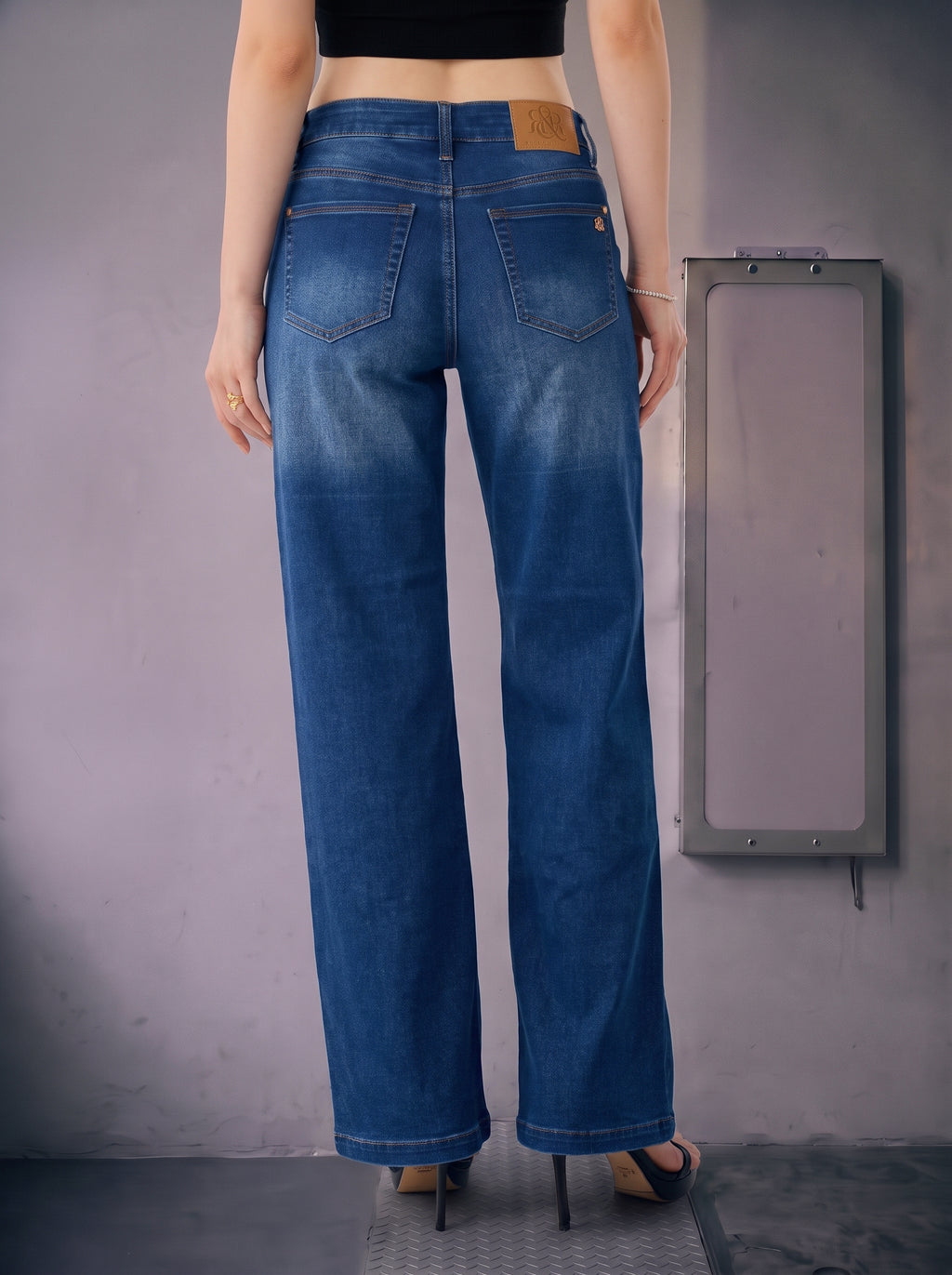 Kendall R Stitch Wide Leg Jean