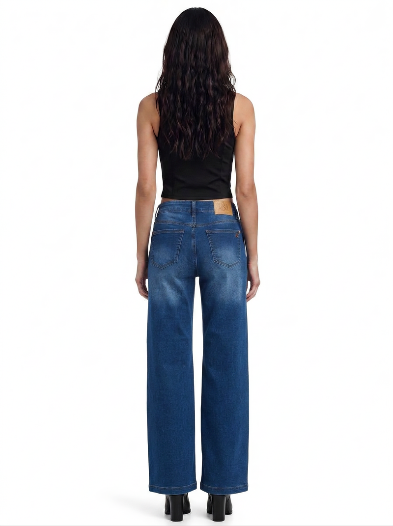 Kendall R Stitch Wide Leg Jean