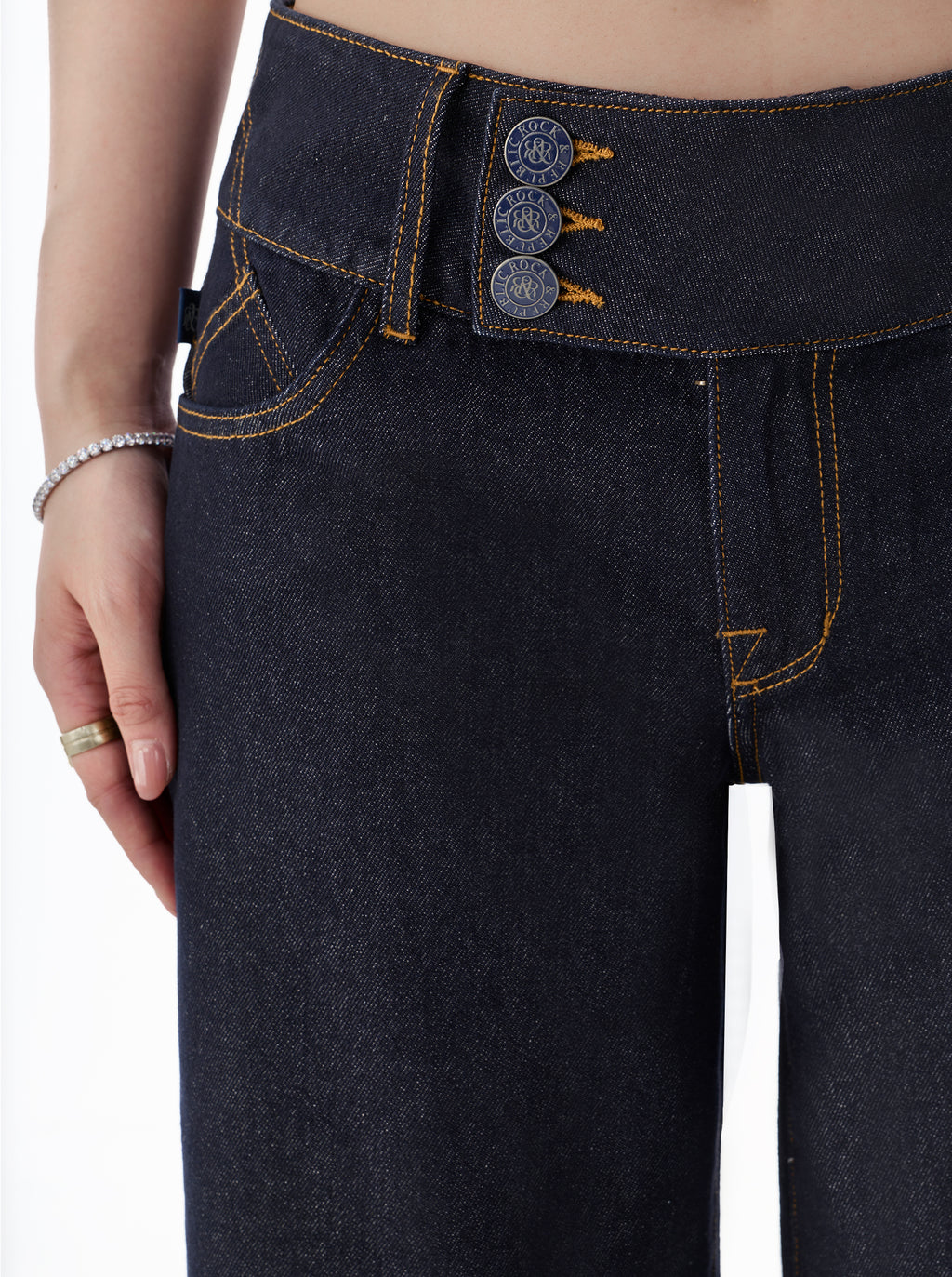 Kendall Triple Button Cropped Wide Leg Jean
