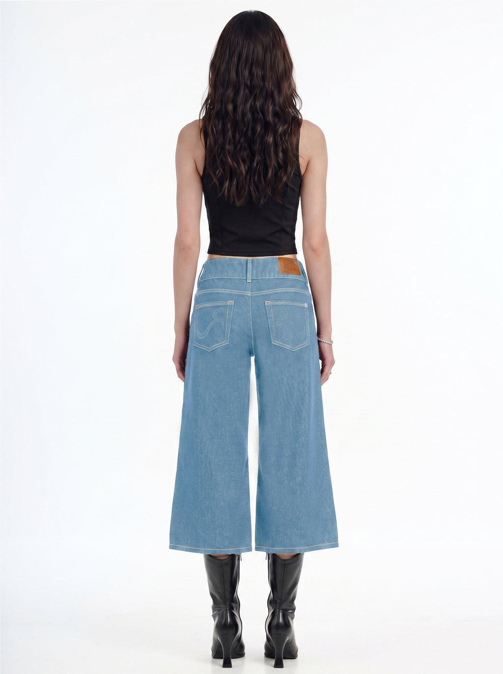 Kendall Triple Button Cropped Wide Leg Jean