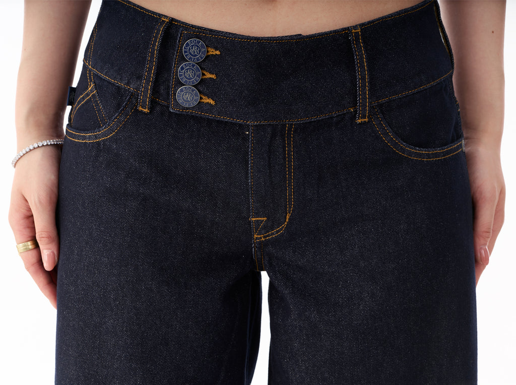 Kendall Triple Button Cropped Wide Leg Jean