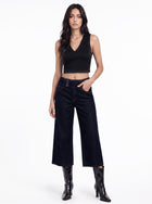 Kendall Triple Button Cropped Wide Leg Jean