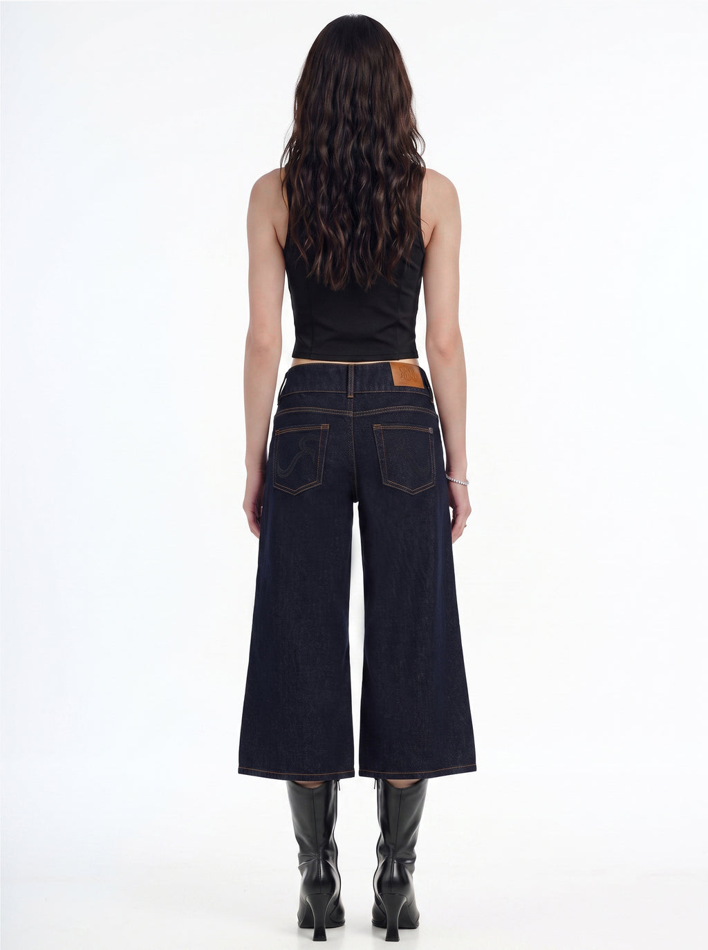 Kendall Triple Button Cropped Wide Leg Jean