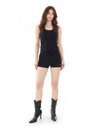 Rhinestone Logo Fitted Short
