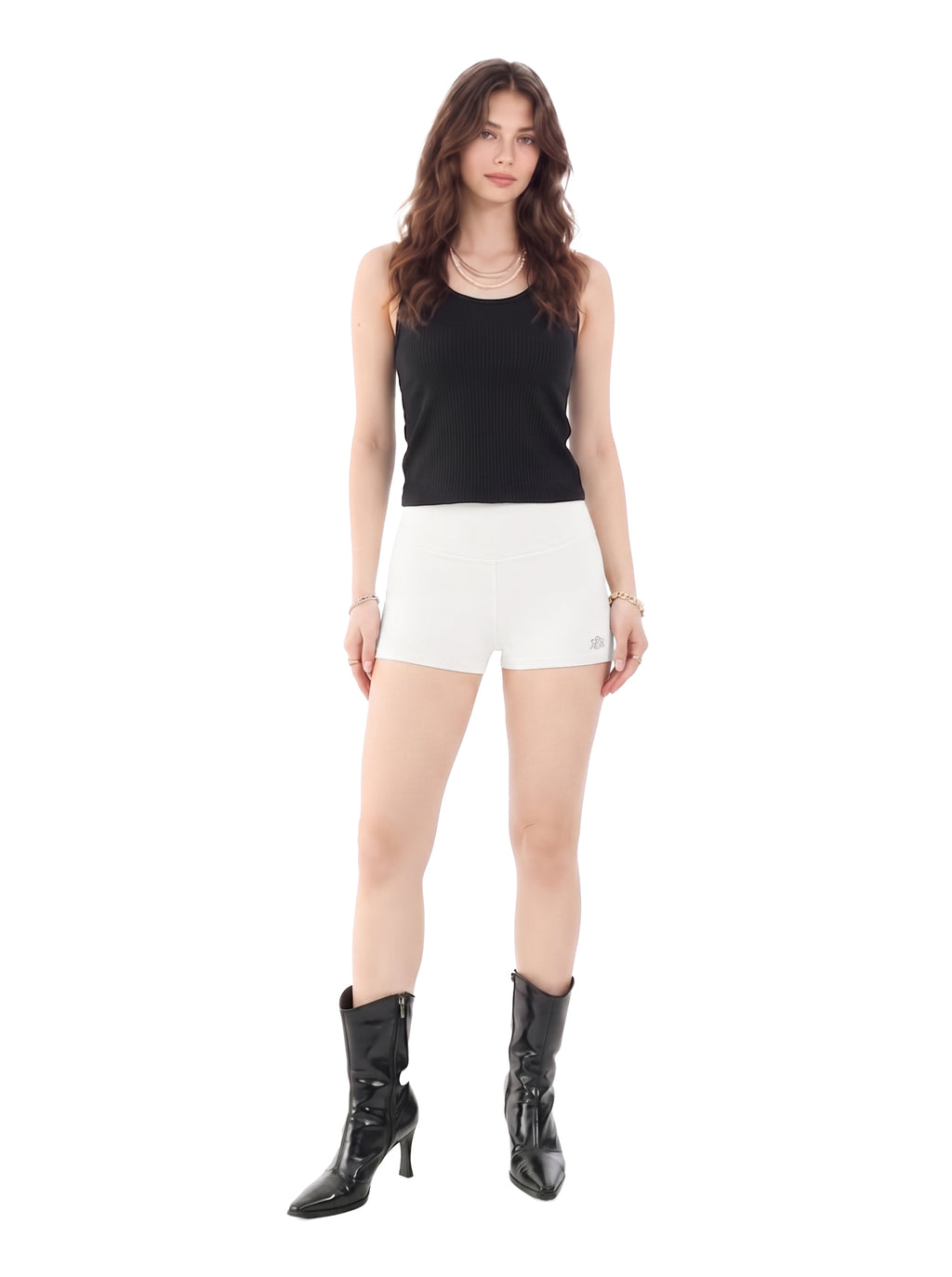 Rhinestone Logo Fitted Short