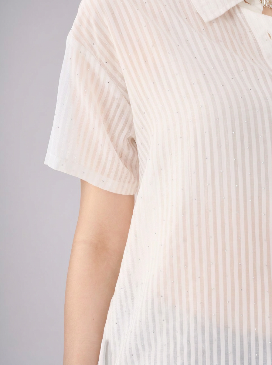 Washed Drawcord Knit Top