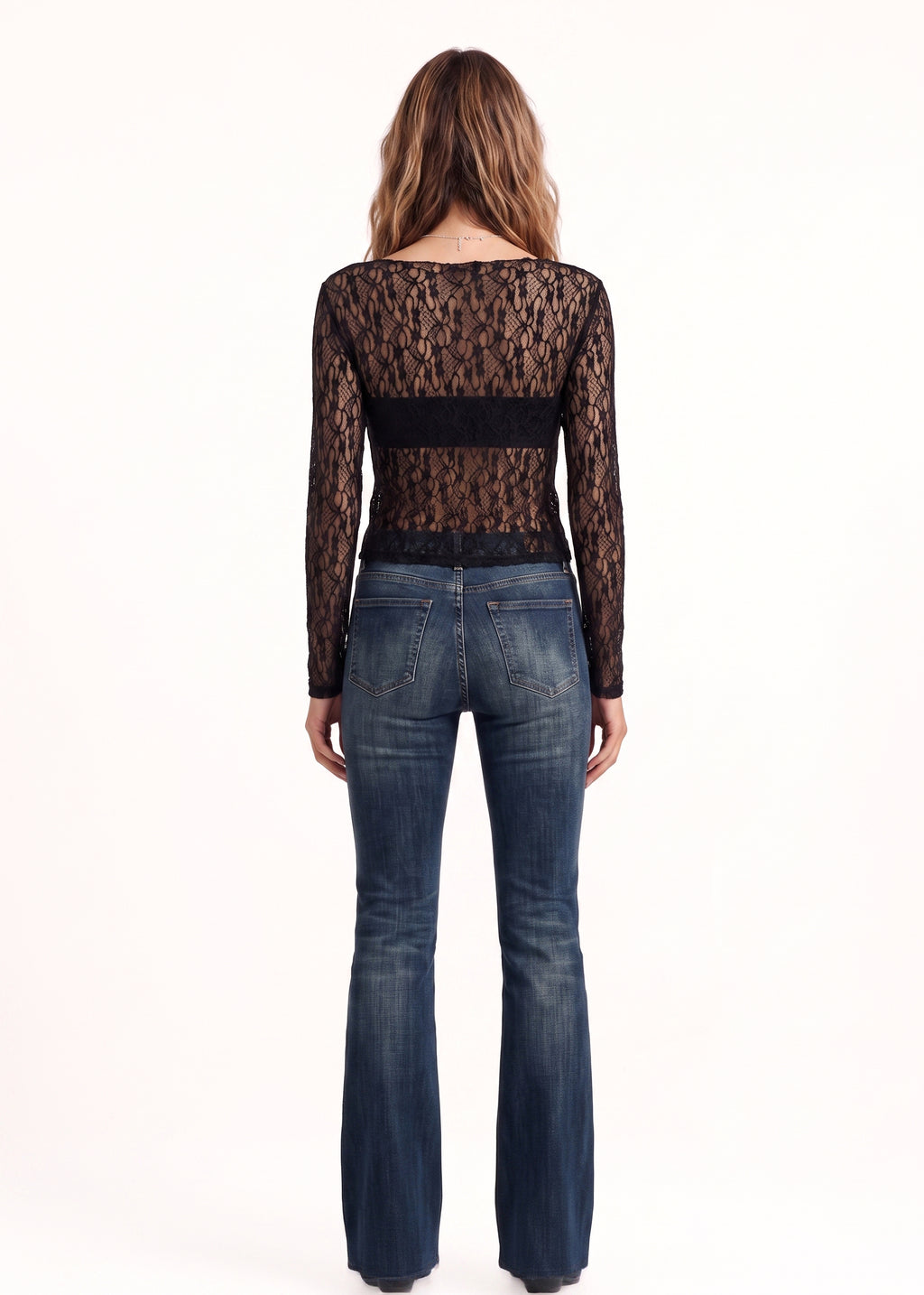Sheer Lace Long Sleeve Top