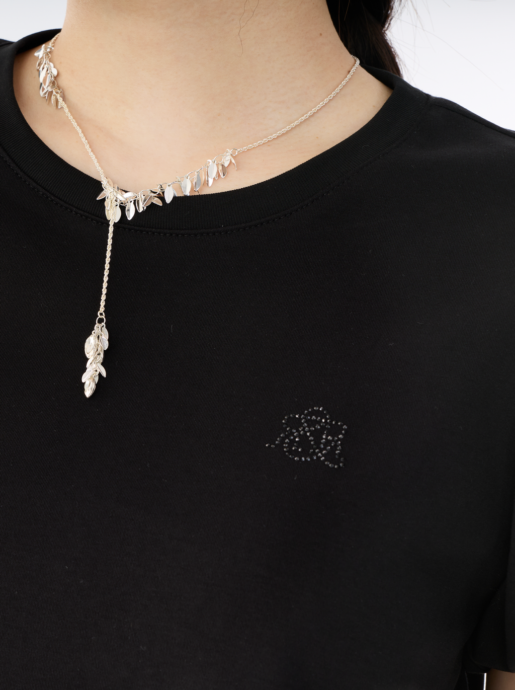 Luna Rhinestone Logo Puff Sleeve Cropped Top