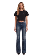 Luna Rhinestone Logo Puff Sleeve Cropped Top