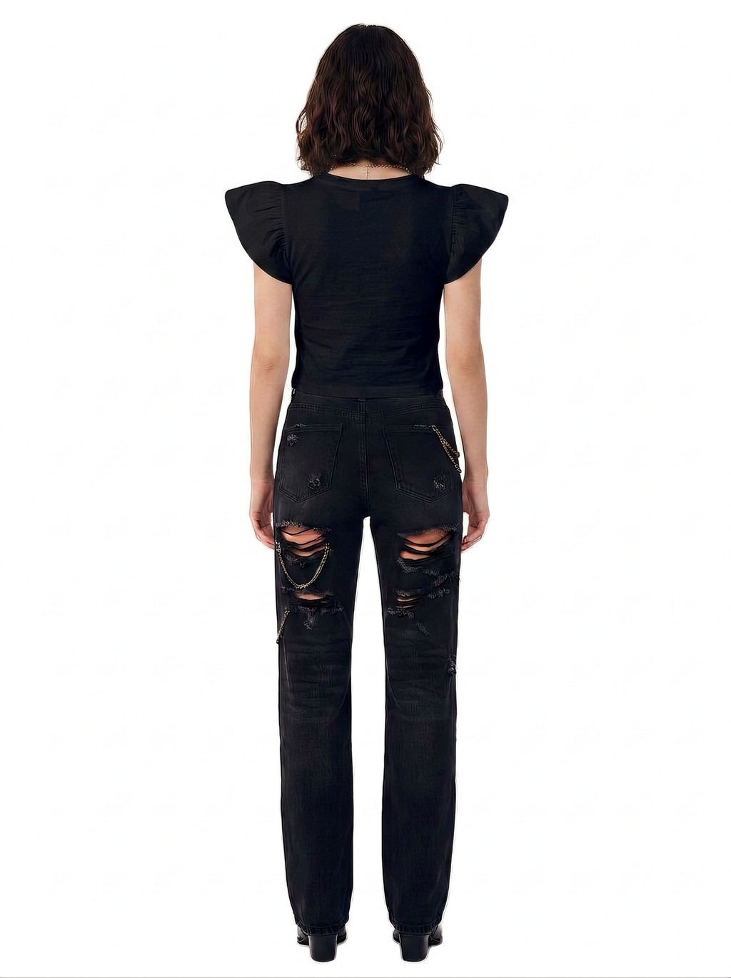 Flutter Sleeve Rhinestone Logo Tee