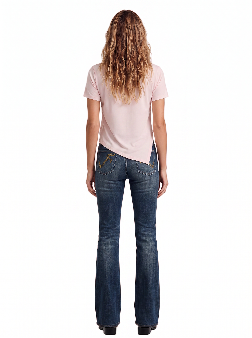 Rhinestone Side Twist Crew Neck Tee