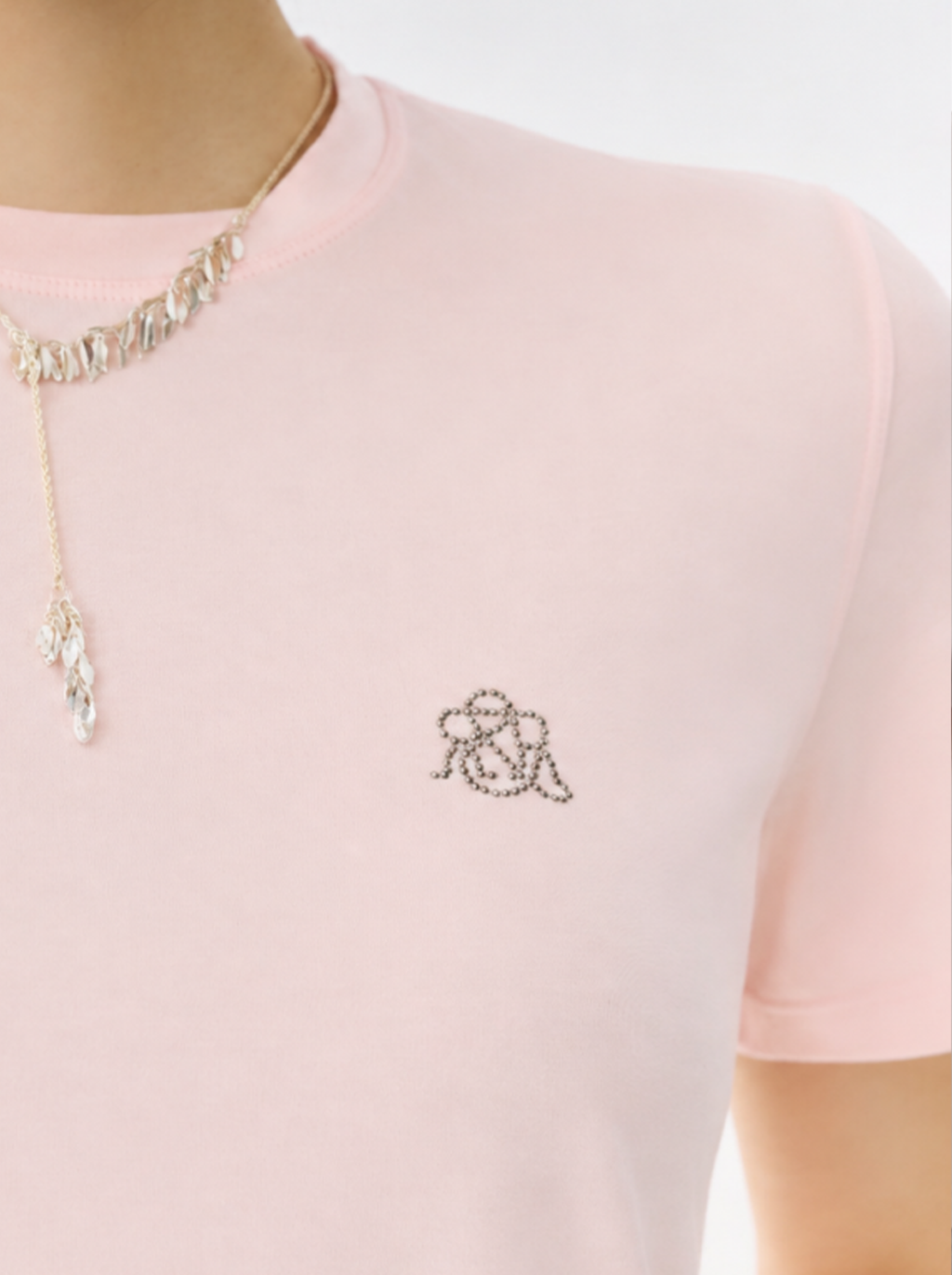 Rhinestone Side Twist Crew Neck Tee