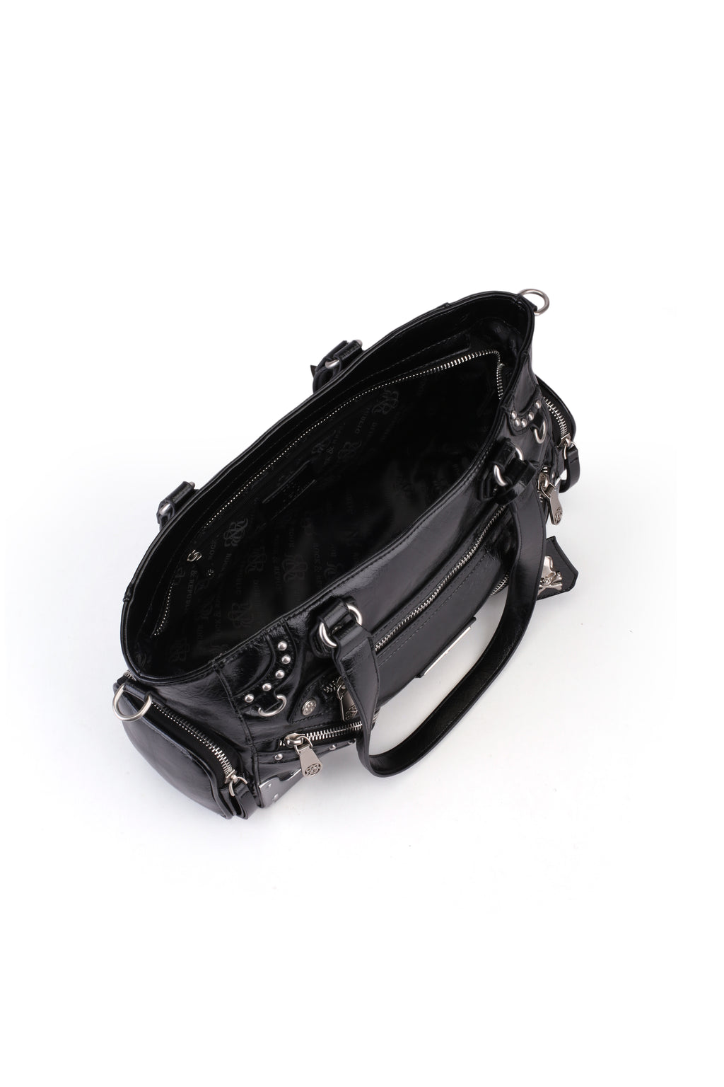 Women's Studded Zip-Pocket Tote Shoulder Bag