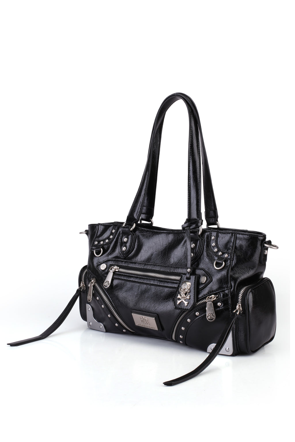 Women's Studded Zip-Pocket Tote Shoulder Bag