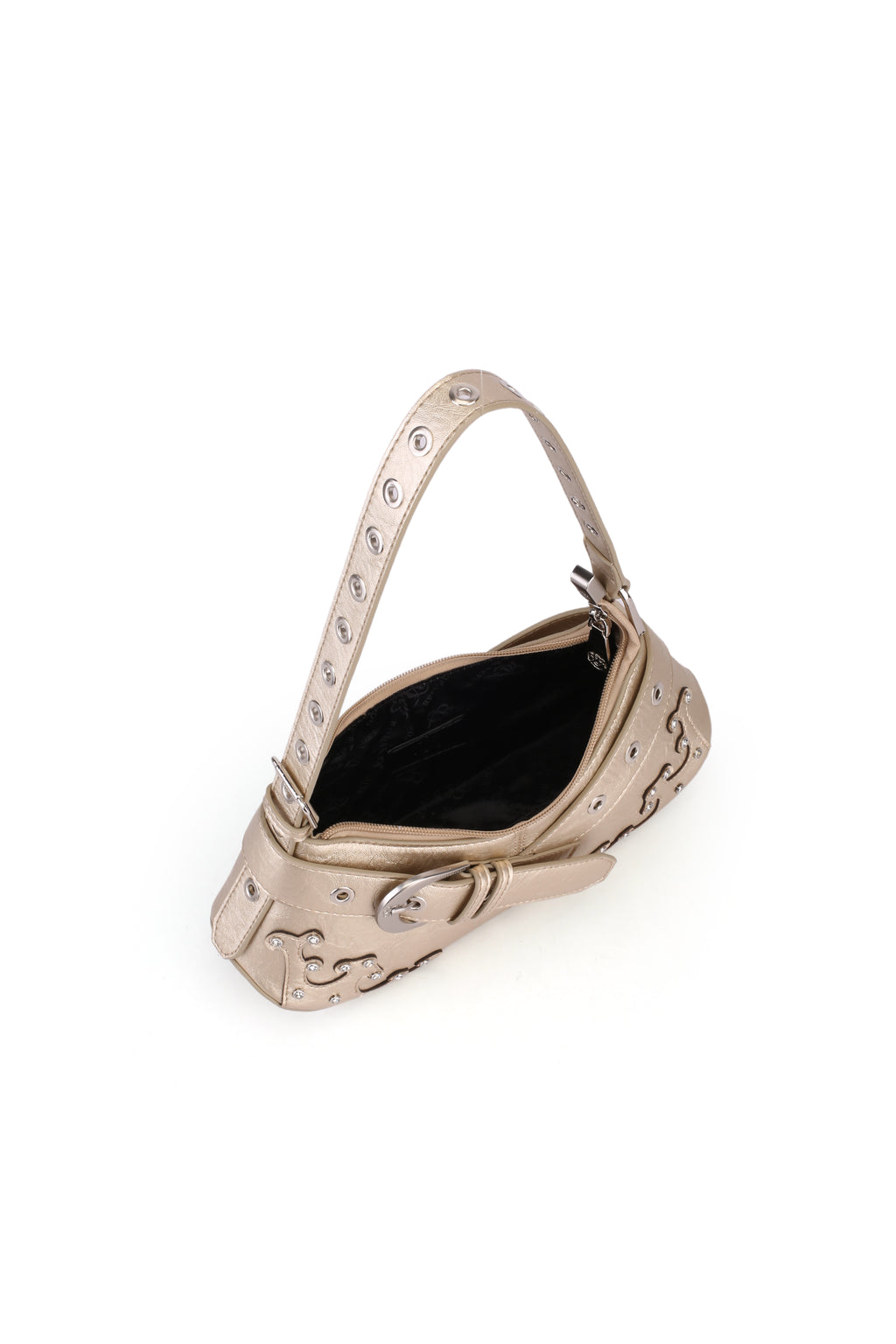 Baguette Shoulder Bag with Crystal Wave Detail and RR Buckle