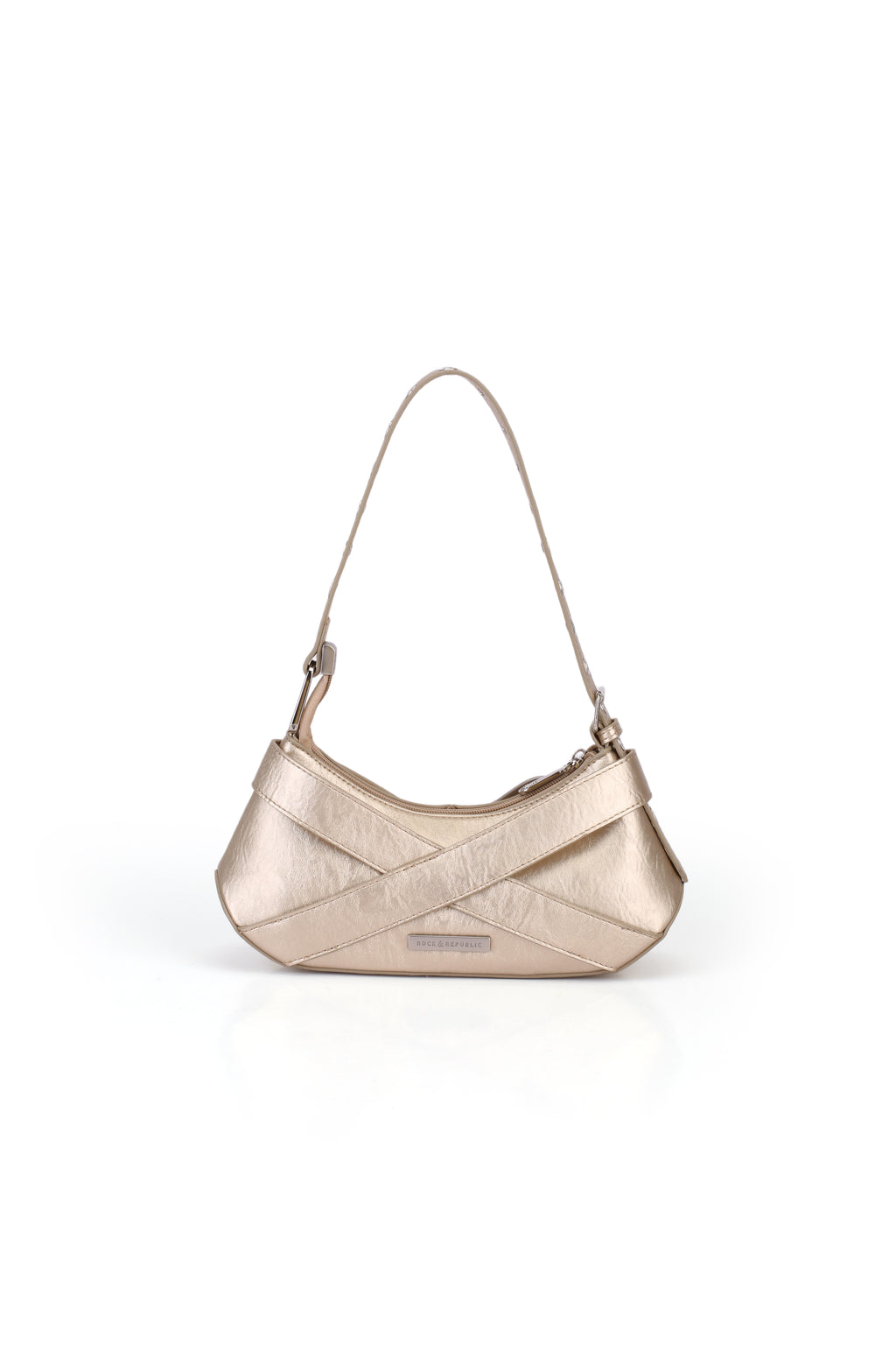 Baguette Shoulder Bag with Crystal Wave Detail and RR Buckle