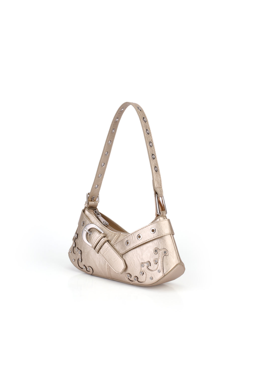 Baguette Shoulder Bag with Crystal Wave Detail and RR Buckle