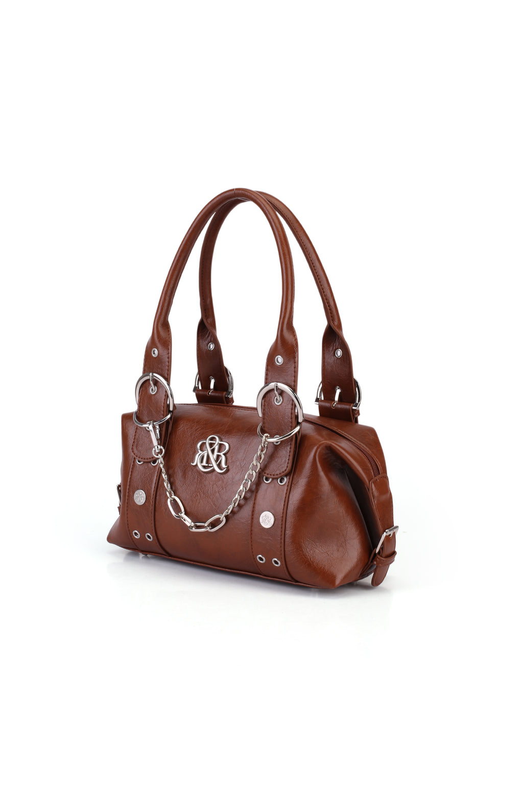 Satchel Handbag with Silver Chain and RR Logo Detail