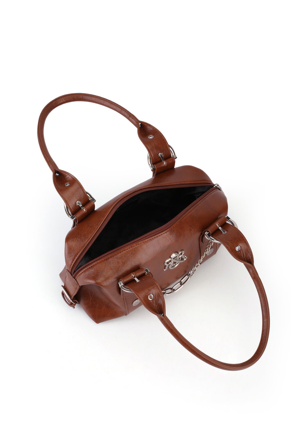 Satchel Handbag with Silver Chain and RR Logo Detail