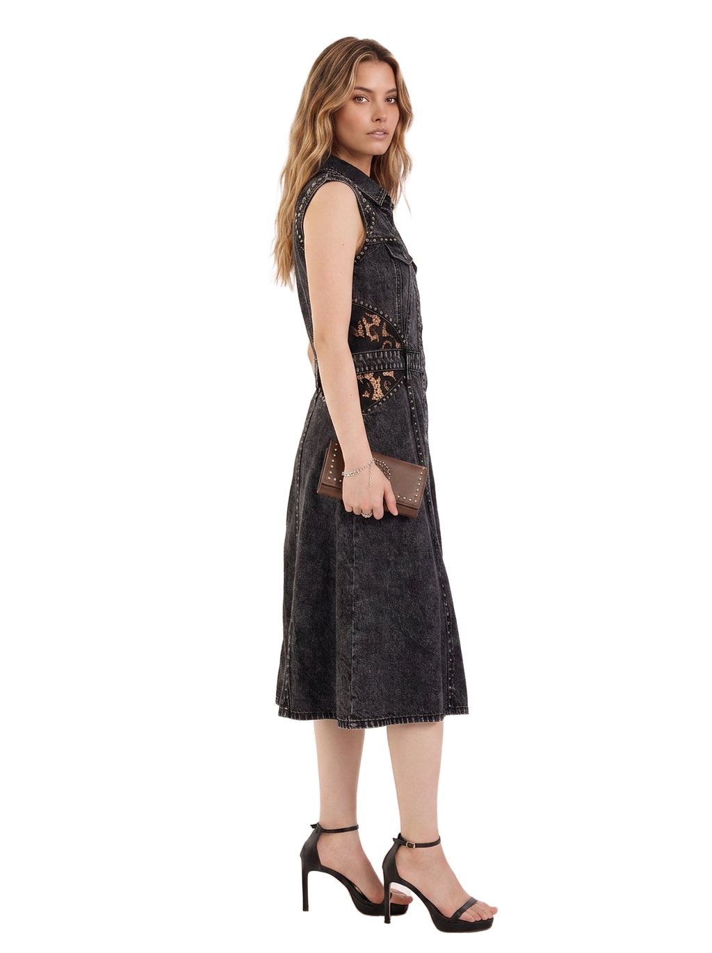 Crystal Stud Sleeveless Maxi Dress