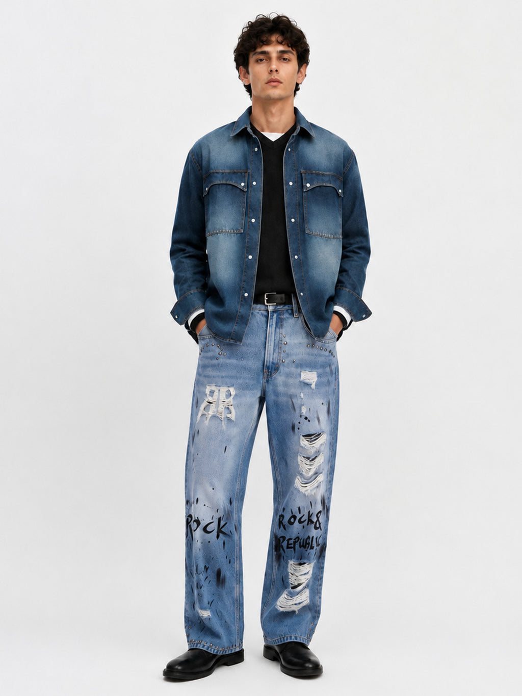 Cade Rock Graffiti Wide Leg Jean