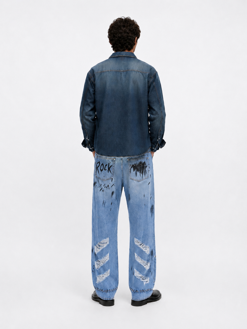 Cade Rock Graffiti Wide Leg Jean