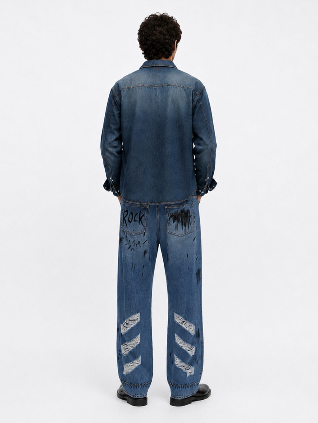 Cade Rock Graffiti Wide Leg Jean