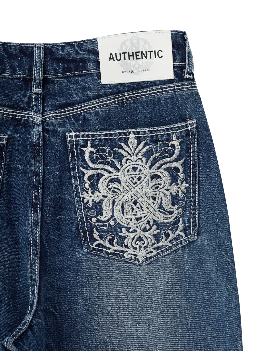 Kendall Paisley Studded Wide Leg Jean