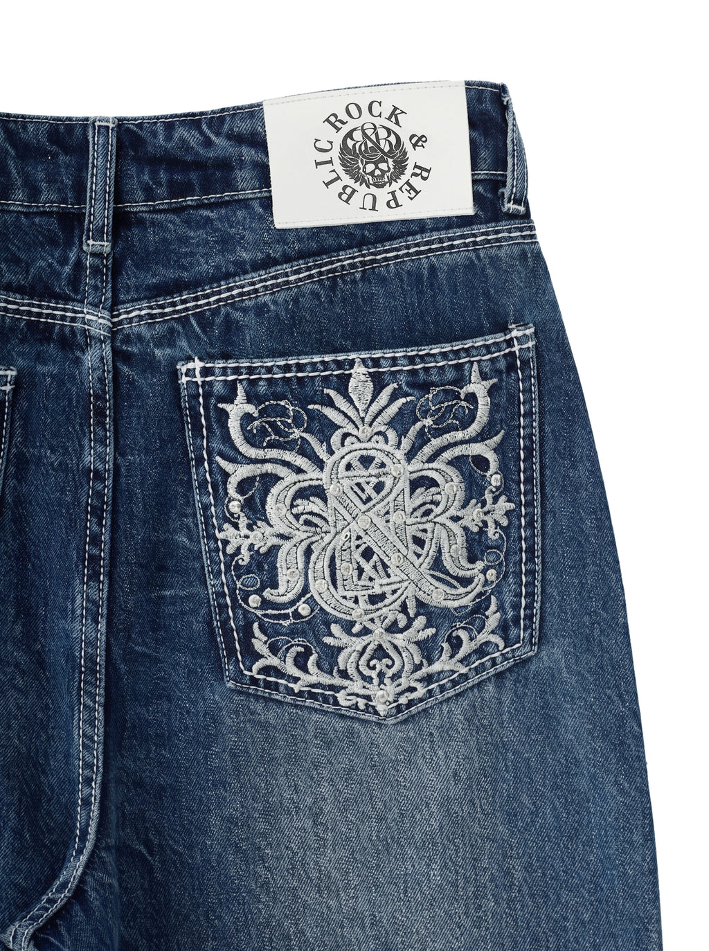 Kendall Paisley Studded Wide Leg Jean
