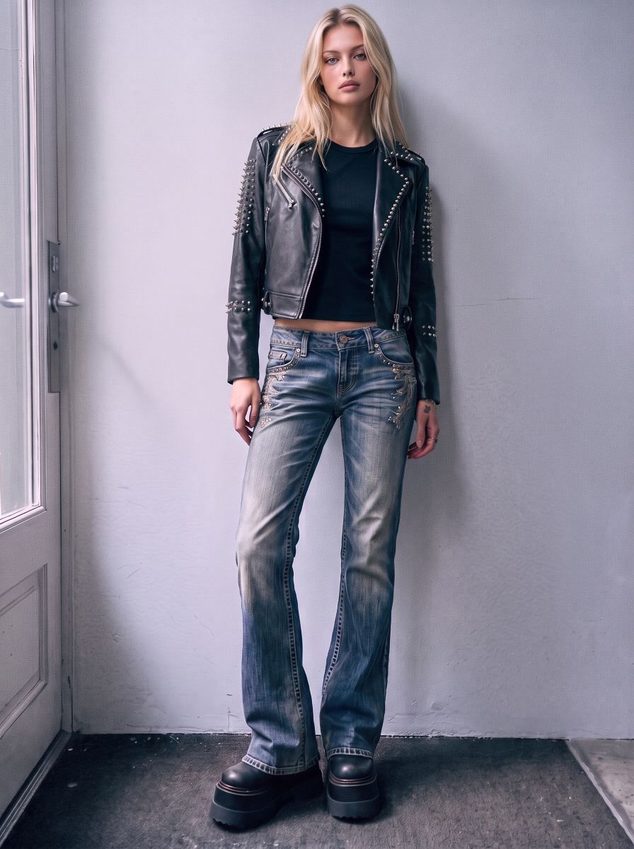 Studded Shoulder Moto Jacket