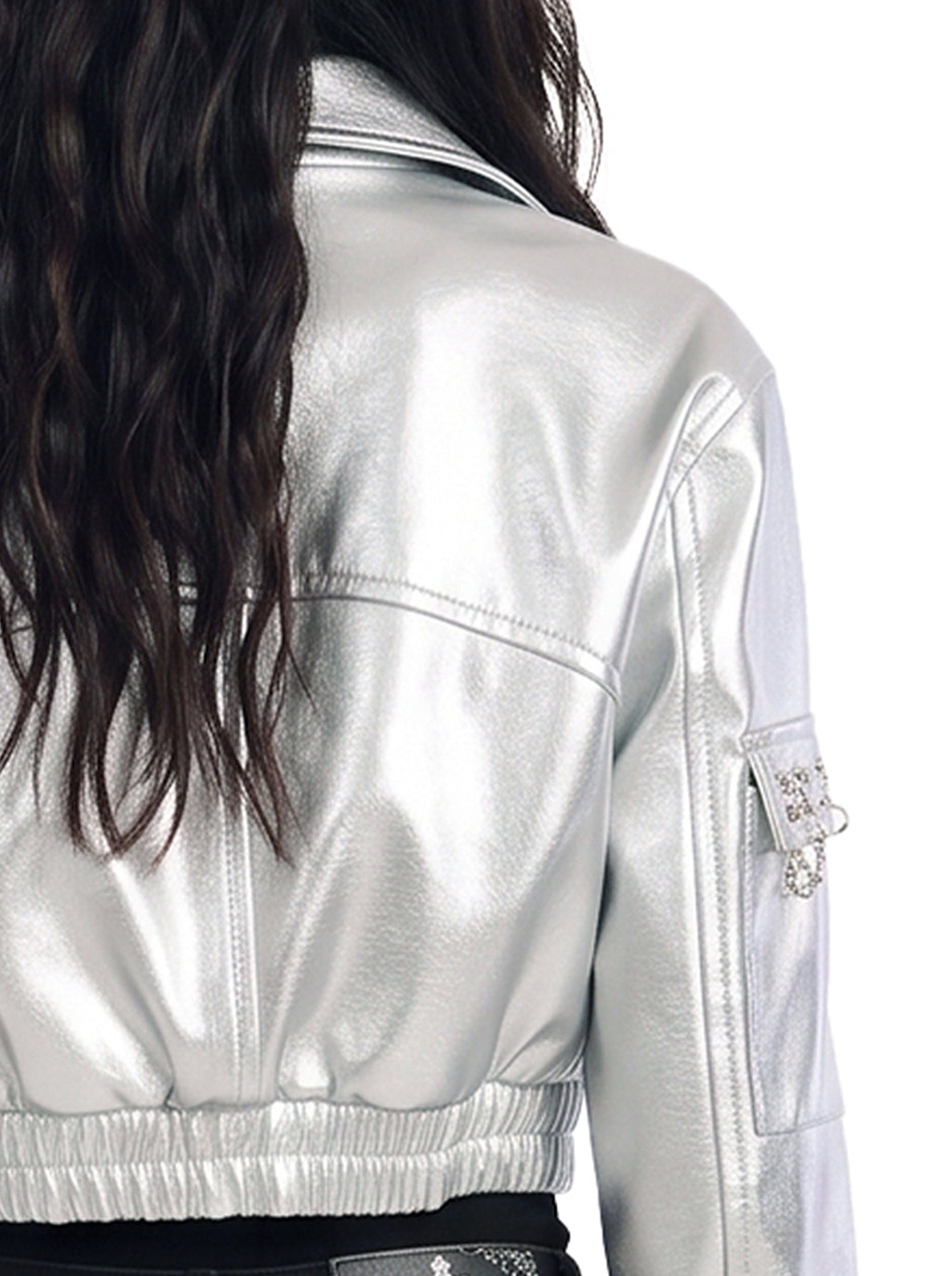 Metallic Silver Moto Jacket