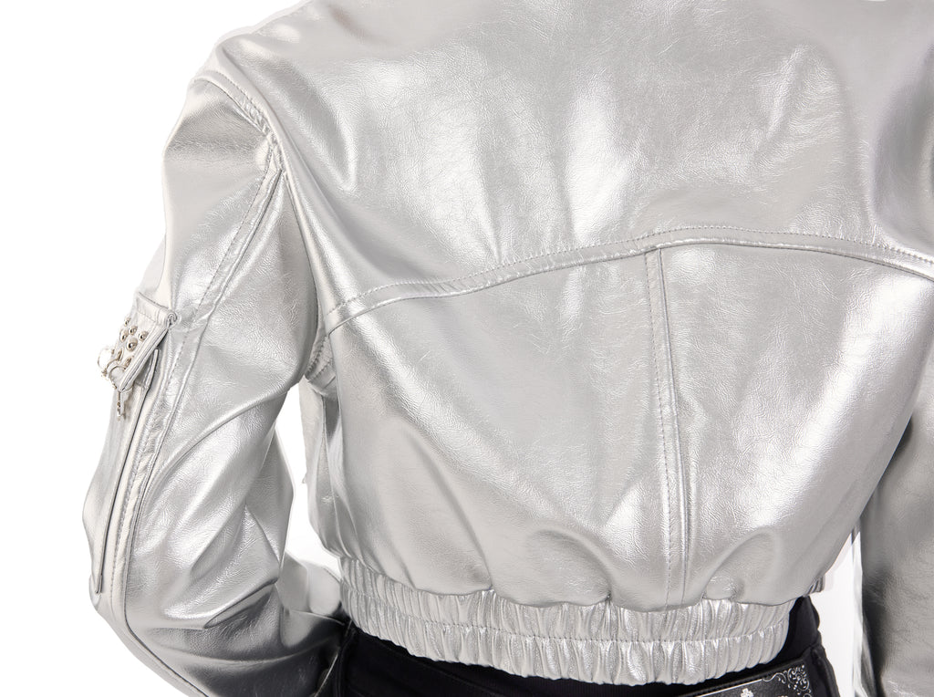Metallic Silver Moto Jacket