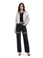 Metallic Silver Moto Jacket